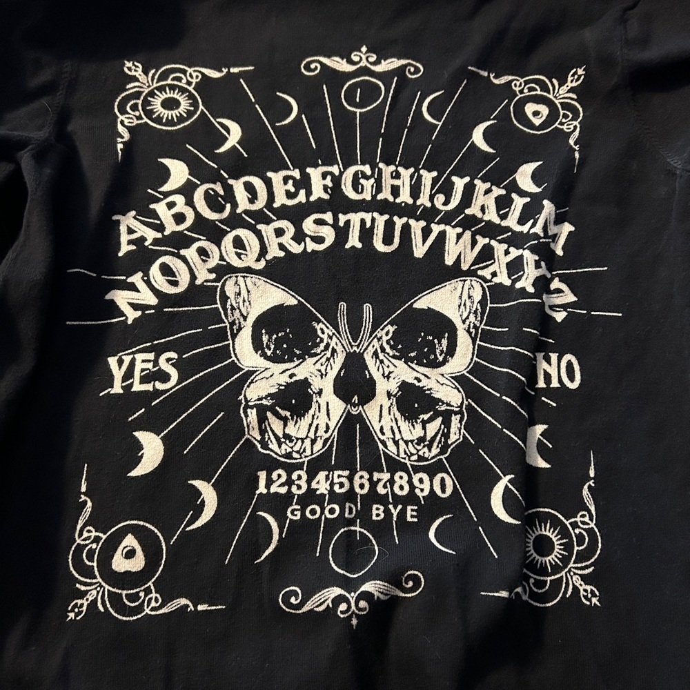 Hot Topic Women’s Large L Waterfall Front Black Ouija Moth Cardigan